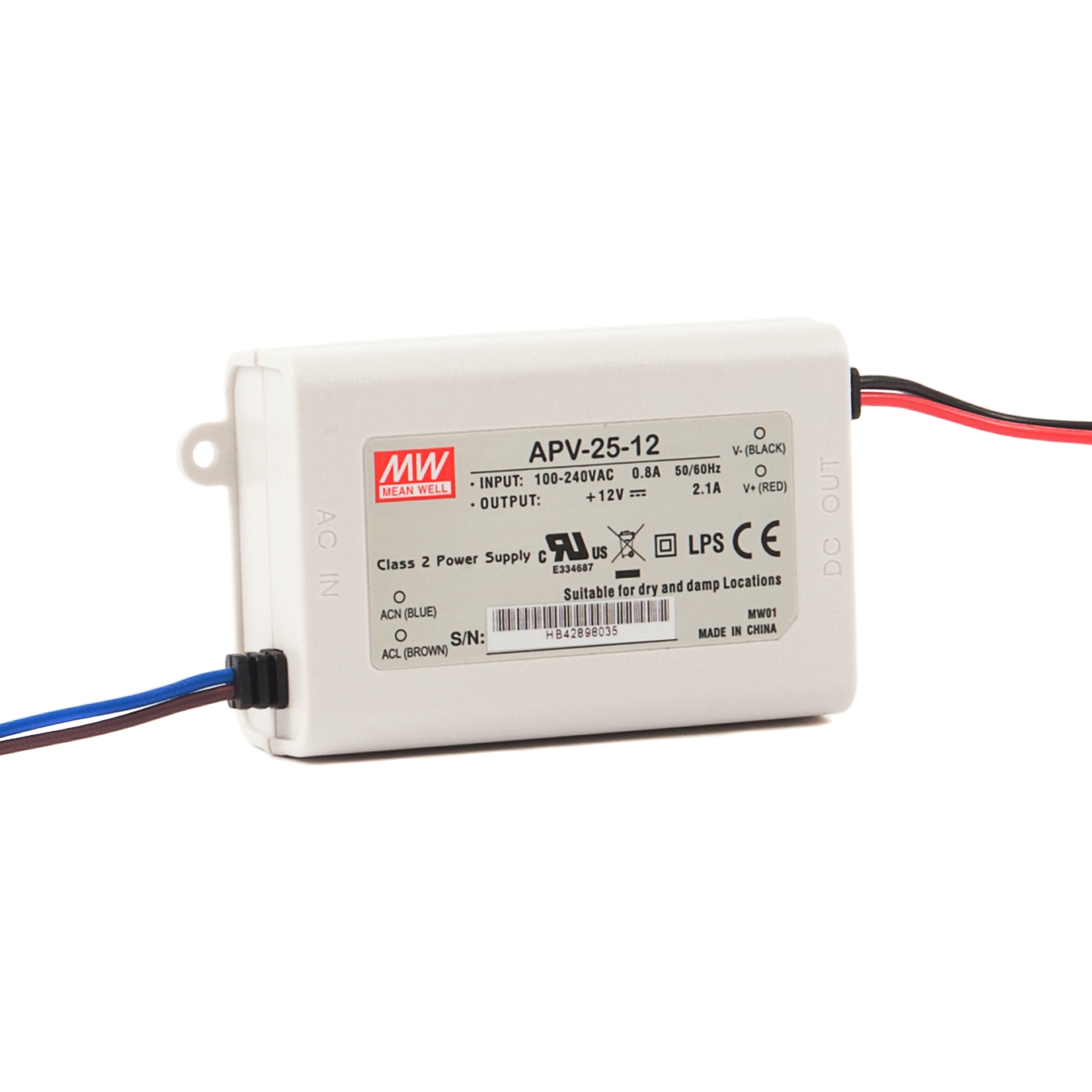 APV 25 Watt Constant Voltage LED Power Supply to IP42 12V DC