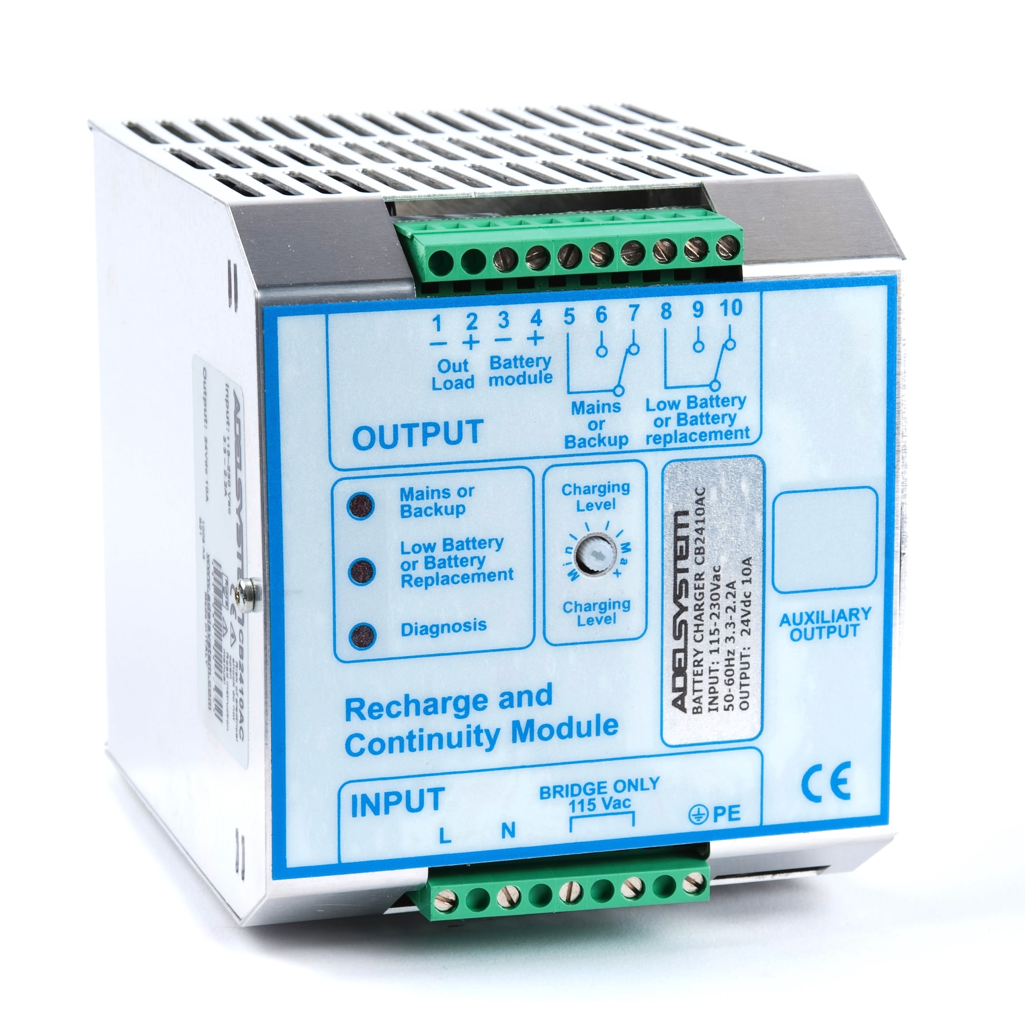 CB 24V DC DIN Rail Battery Charger with Output Signals 10A