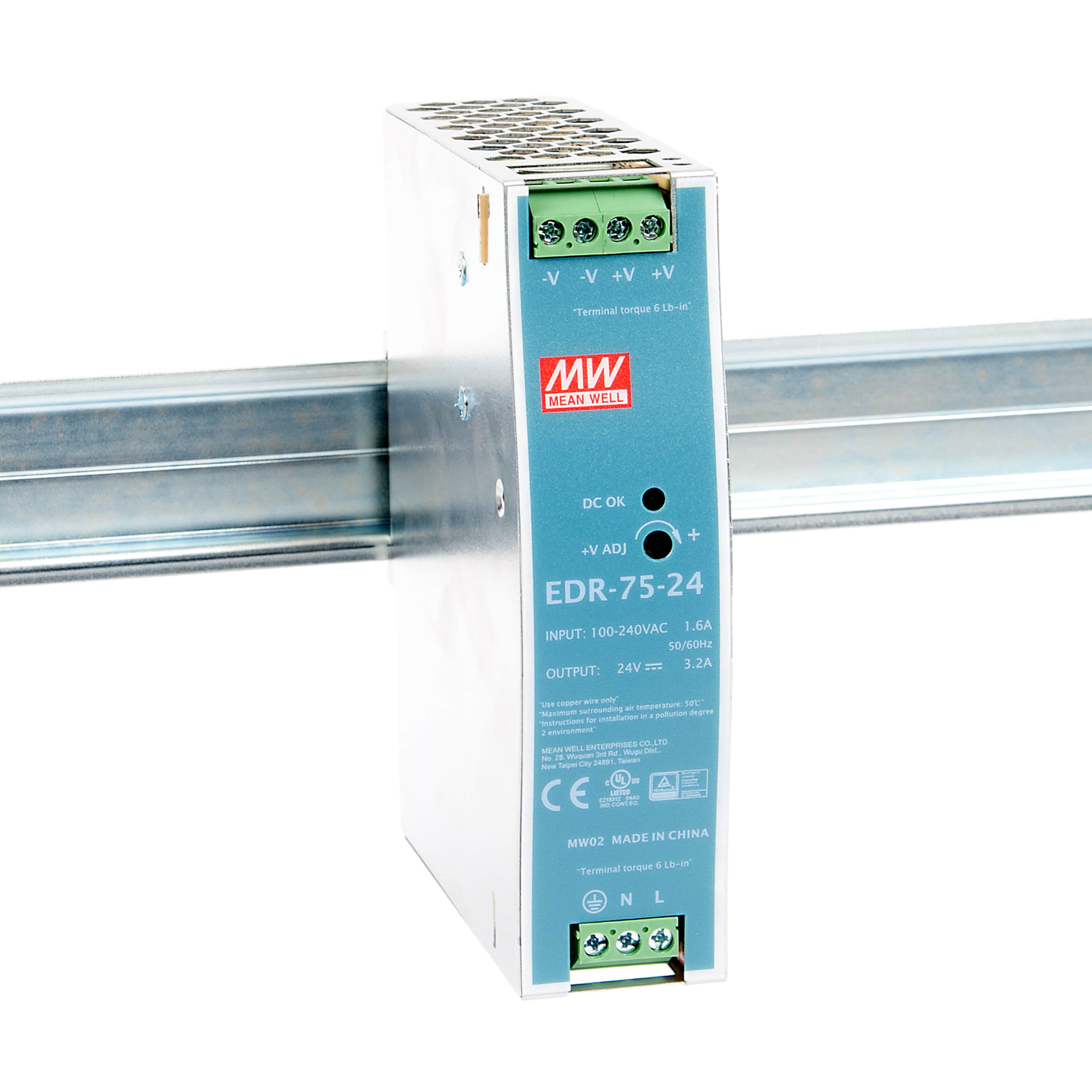 EDR 75 Watt Economical DIN Rail Power Supply 12V DC 6.3A