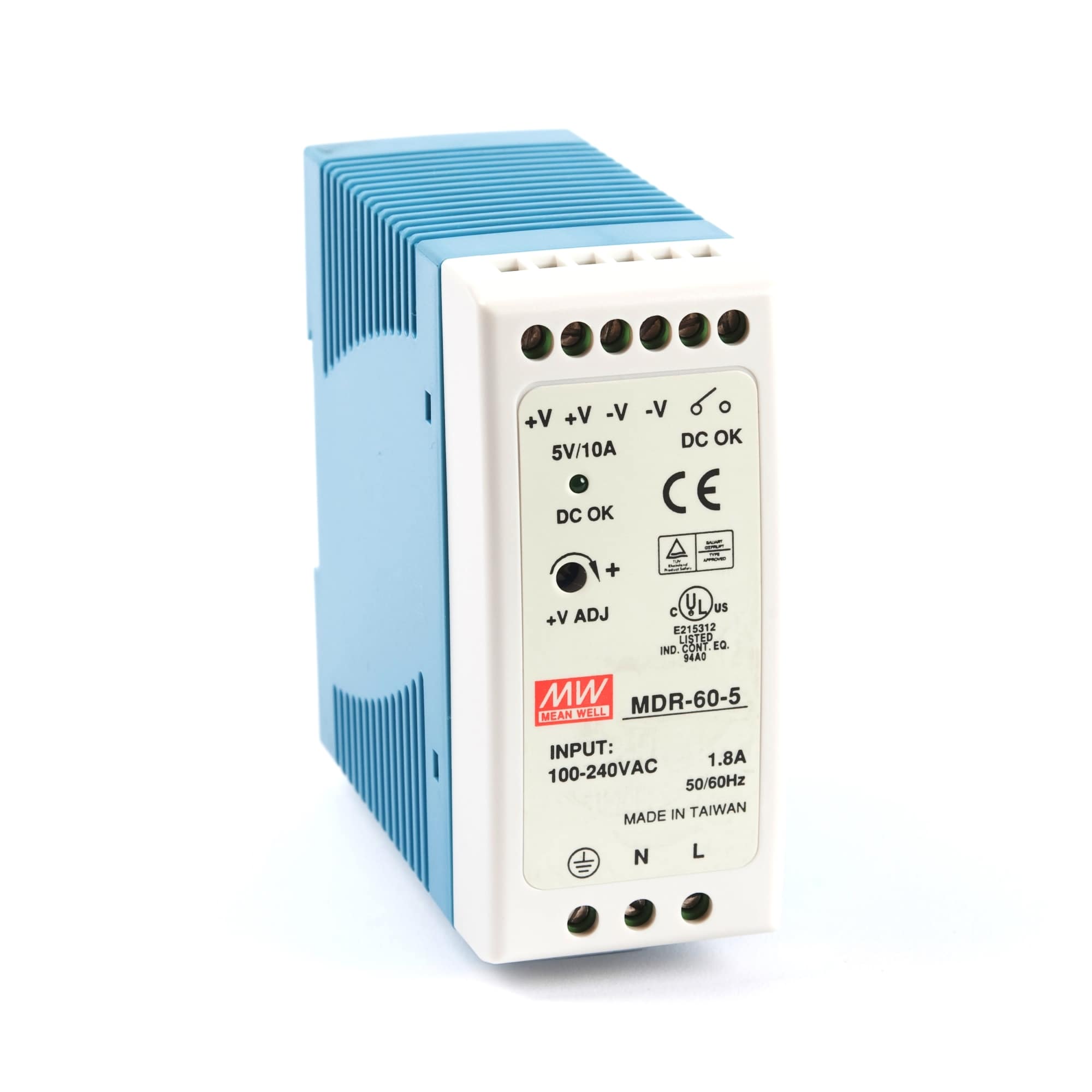 ONE NEW MDR-60-5 Mean Well 5V 10A DIN-Rail Power Supply 