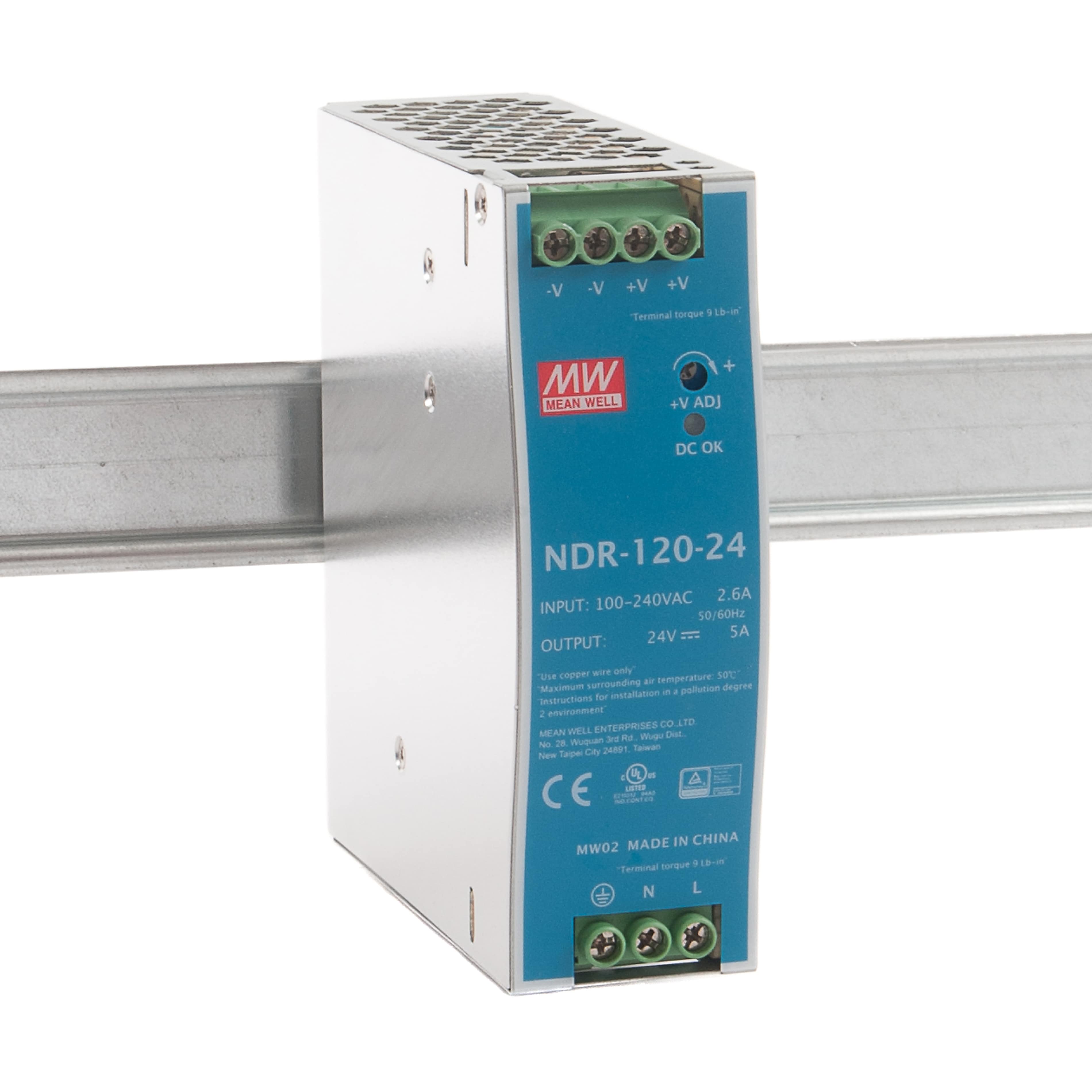 NDR 120 Watt Economical DIN Rail Power Supply (12~48V DC)