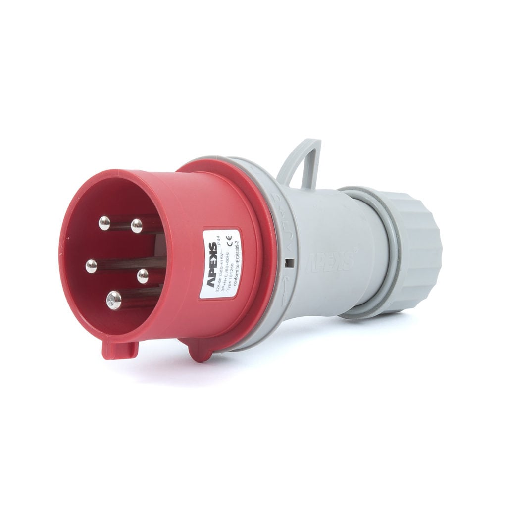 PP44 400V AC 3 Pin + Neutral + Earth Industrial Plug to IP44 32A